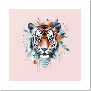 painted color mandala tiger cartoon Posters and Art